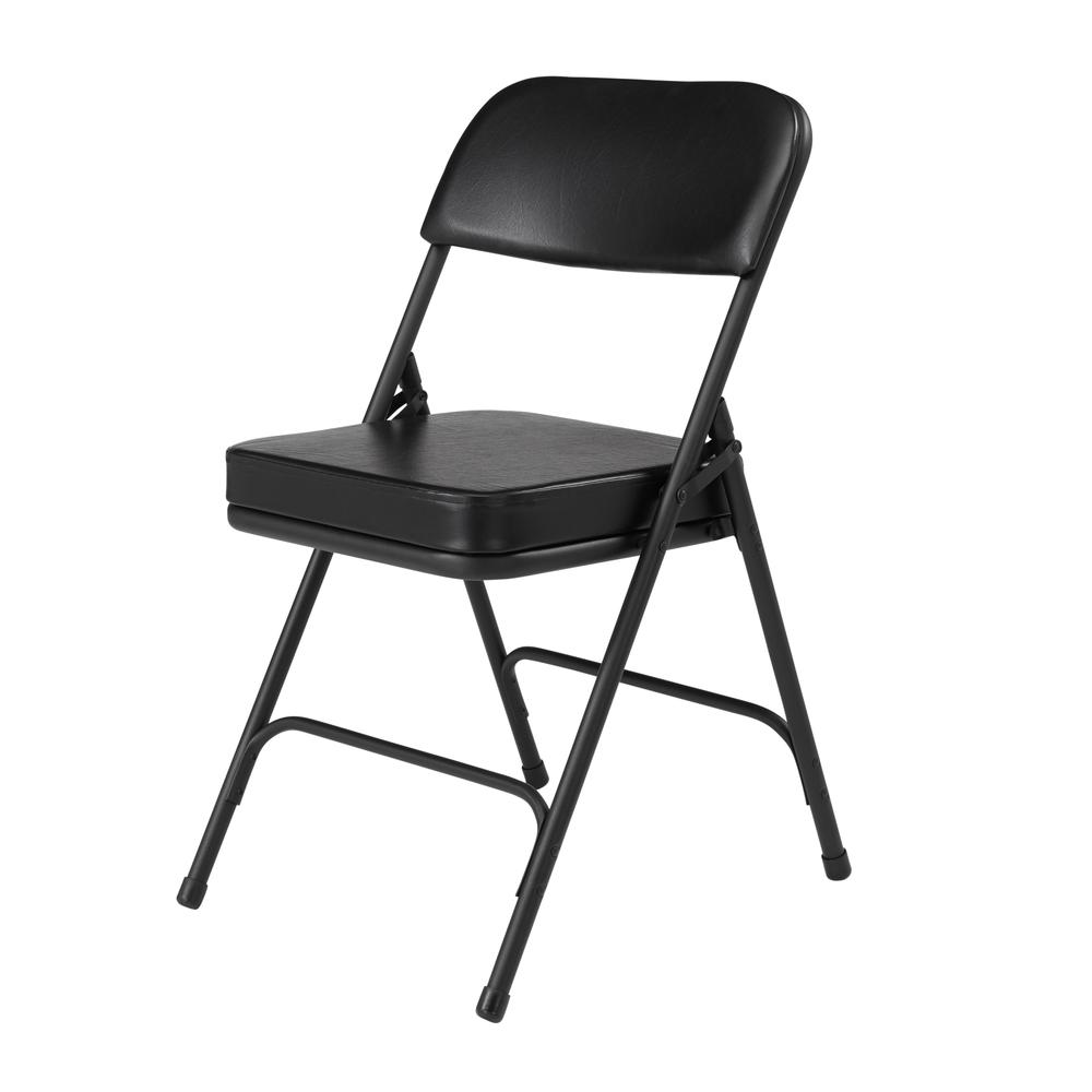 NPS® 3200 Series Premium 2" Vinyl Upholstered Double Hinge Folding Chair, Black (Pack of 2)