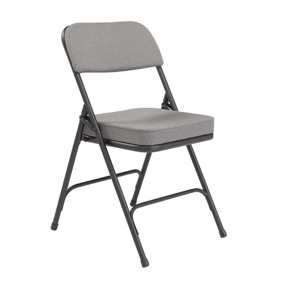 NPS® 3200 Series Premium 2" Fabric Upholstered Double Hinge Folding Chair, Charcoal Grey (Pack of 2)