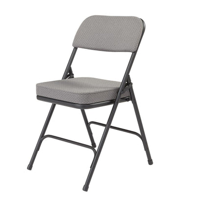 NPS® 3200 Series Premium 2" Fabric Upholstered Double Hinge Folding Chair, Charcoal Grey (Pack of 2)