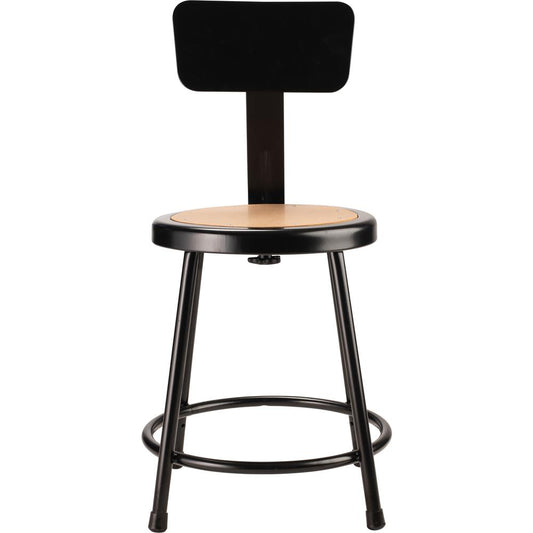 NPS® 18"Heavy Duty Steel Stool With Backrest, Black