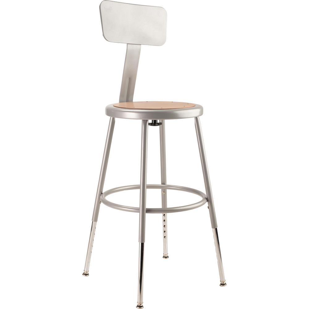 NPS® 19"-27" Height Adjustable Heavy Duty Steel Stool With Backrest, Grey