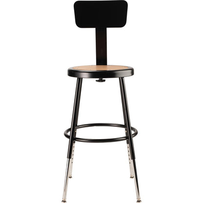 NPS® 19"-27" Height Adjustable Heavy Duty Steel Stool With Backrest, Black