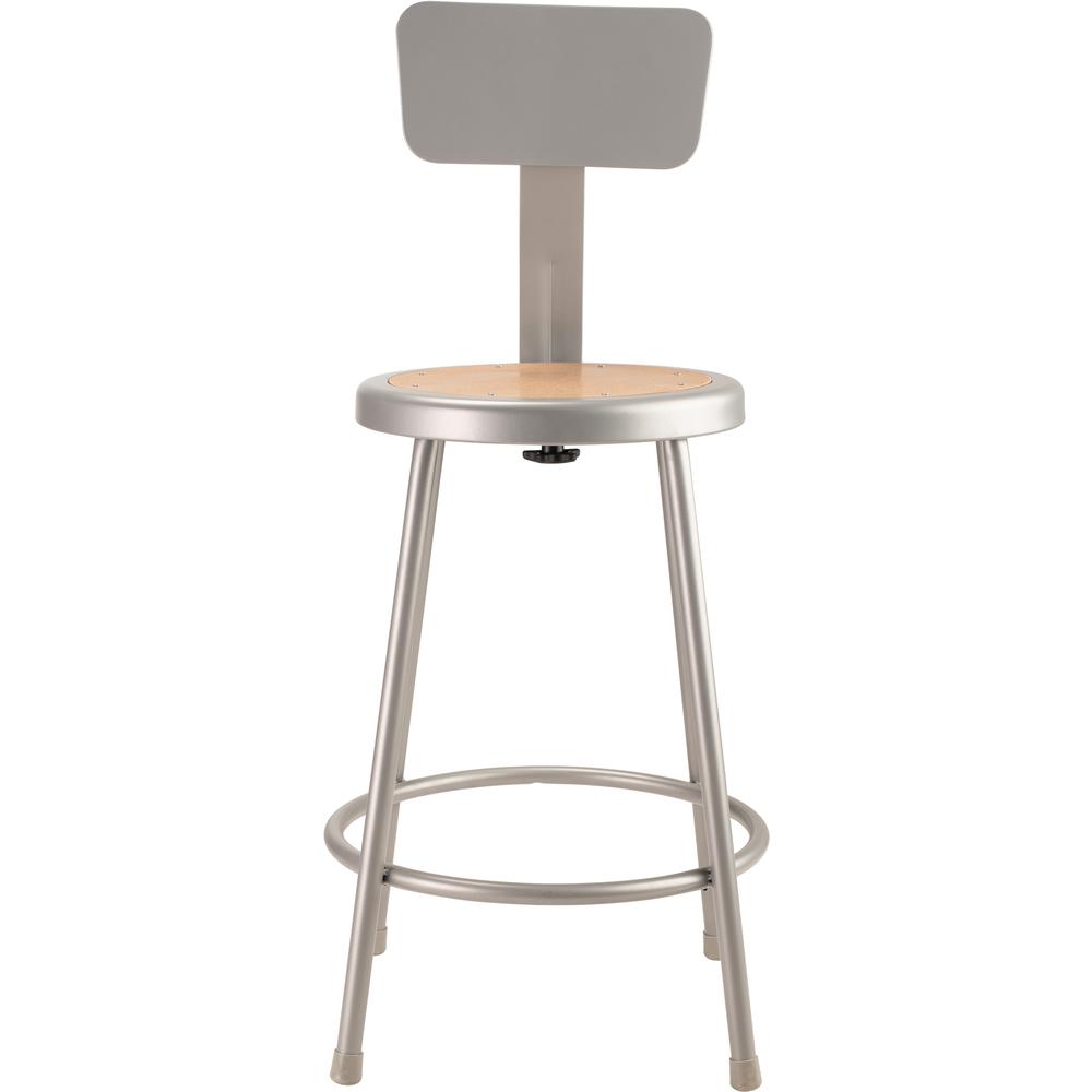 NPS® 24"Heavy Duty Steel Stool With Backrest, Grey