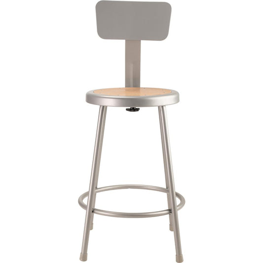 NPS® 24"Heavy Duty Steel Stool With Backrest, Grey