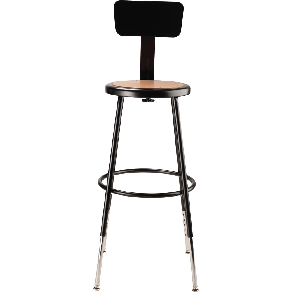 NPS® 25"-33" Height Adjustable Heavy Duty Steel Stool With Backrest, Black