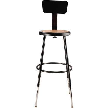 NPS® 25"-33" Height Adjustable Heavy Duty Steel Stool With Backrest, Black
