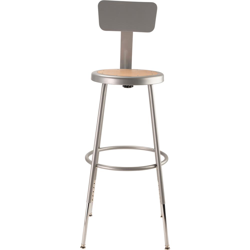 NPS® 25"-33" Height Adjustable Heavy Duty Steel Stool With Backrest, Grey