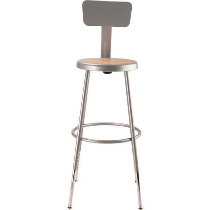 NPS® 25"-33" Height Adjustable Heavy Duty Steel Stool With Backrest, Grey