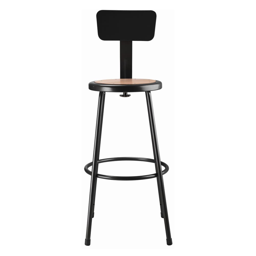 NPS® 30" Heavy Duty Steel Stool With Backrest, Black