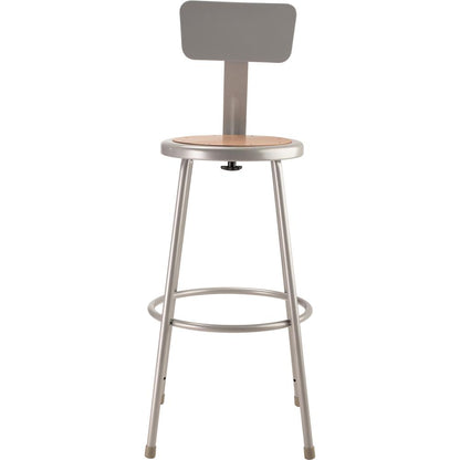NPS® 30"Heavy Duty Steel Stool With Backrest, Grey