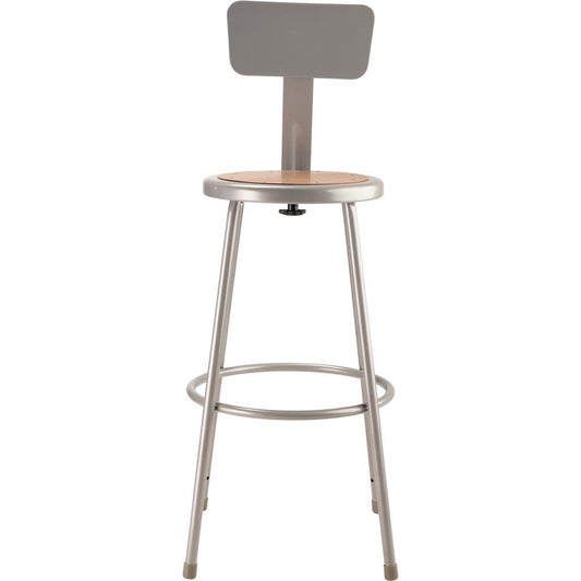 NPS® 30"Heavy Duty Steel Stool With Backrest, Grey