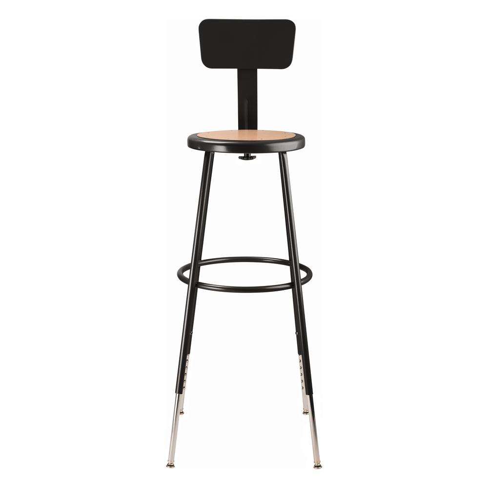 NPS® 32 -39" Height Adjustable Heavy Duty Steel Stool With Backrest, Black