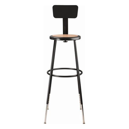 NPS® 32 -39" Height Adjustable Heavy Duty Steel Stool With Backrest, Black