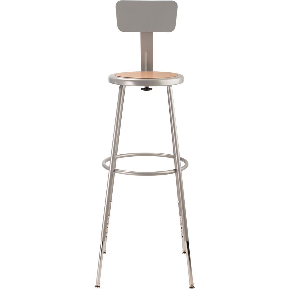 NPS® 32"-39" Height Adjustable Heavy Duty Steel Stool With Backrest, Grey