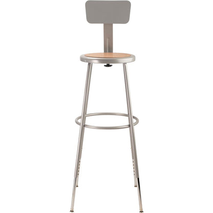 NPS® 32"-39" Height Adjustable Heavy Duty Steel Stool With Backrest, Grey