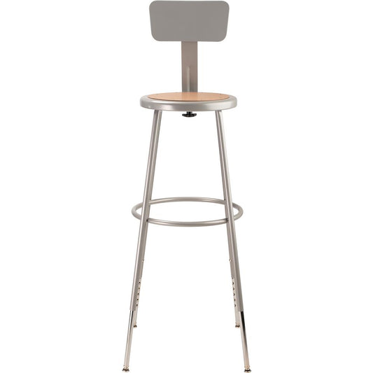 NPS® 32"-39" Height Adjustable Heavy Duty Steel Stool With Backrest, Grey