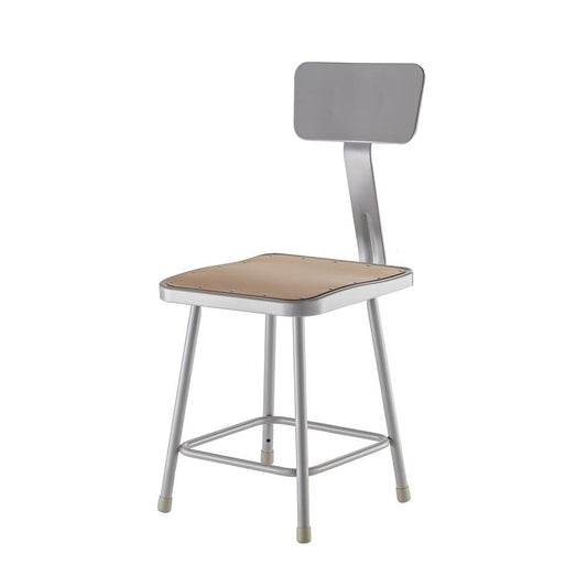 NPS® 18" Heavy Duty Square Seat Steel Stool With Backrest, Grey