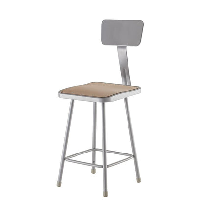 NPS® 24" Heavy Duty Square Seat Steel Stool With Backrest, Grey