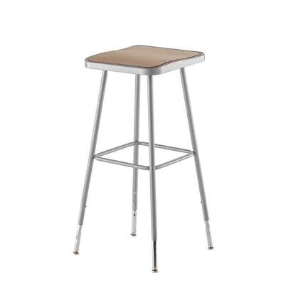 NPS® 32"-39" Height Adjustable Heavy Duty Square Seat Steel Stool, Grey