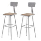 NPS® 32"-39" Height Adjustable Heavy Duty Square Seat Steel Stool With Backrest, Grey