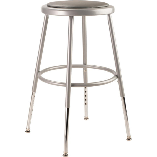 NPS® 19"-27" Height Adjustable Heavy Duty Vinyl Padded Steel Stool, Grey