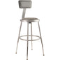 NPS® 19"-27" Height Adjustable Heavy Duty Vinyl Padded Steel Stool With Backrest, Grey