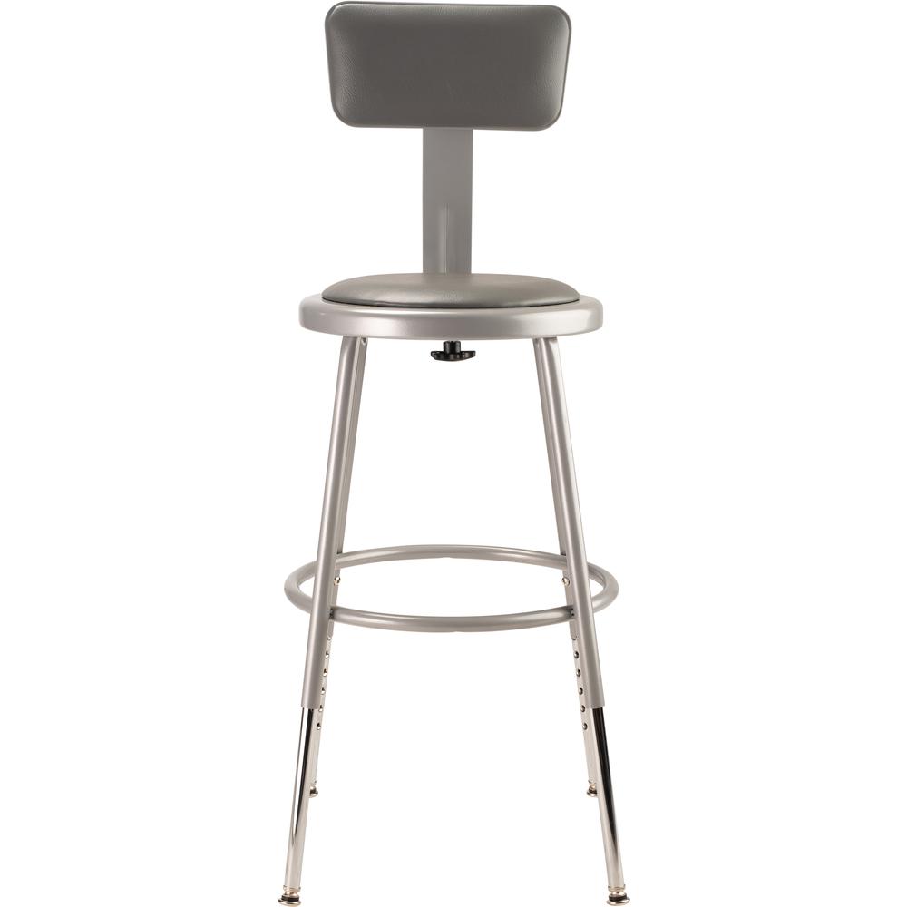 NPS® 19"-27" Height Adjustable Heavy Duty Vinyl Padded Steel Stool With Backrest, Grey