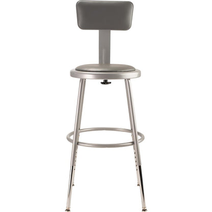 NPS® 19"-27" Height Adjustable Heavy Duty Vinyl Padded Steel Stool With Backrest, Grey