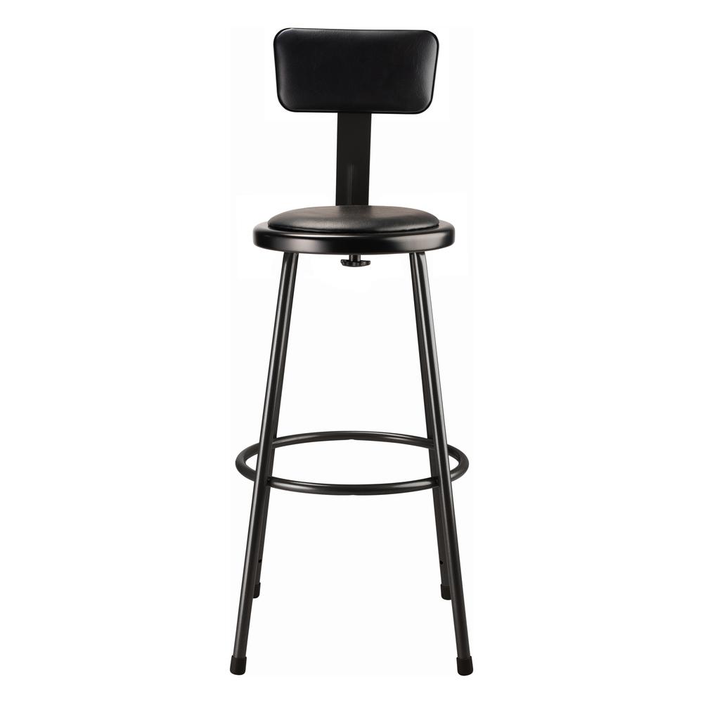 NPS® 30" Heavy Duty Vinyl Padded Steel Stool With Backrest, Black