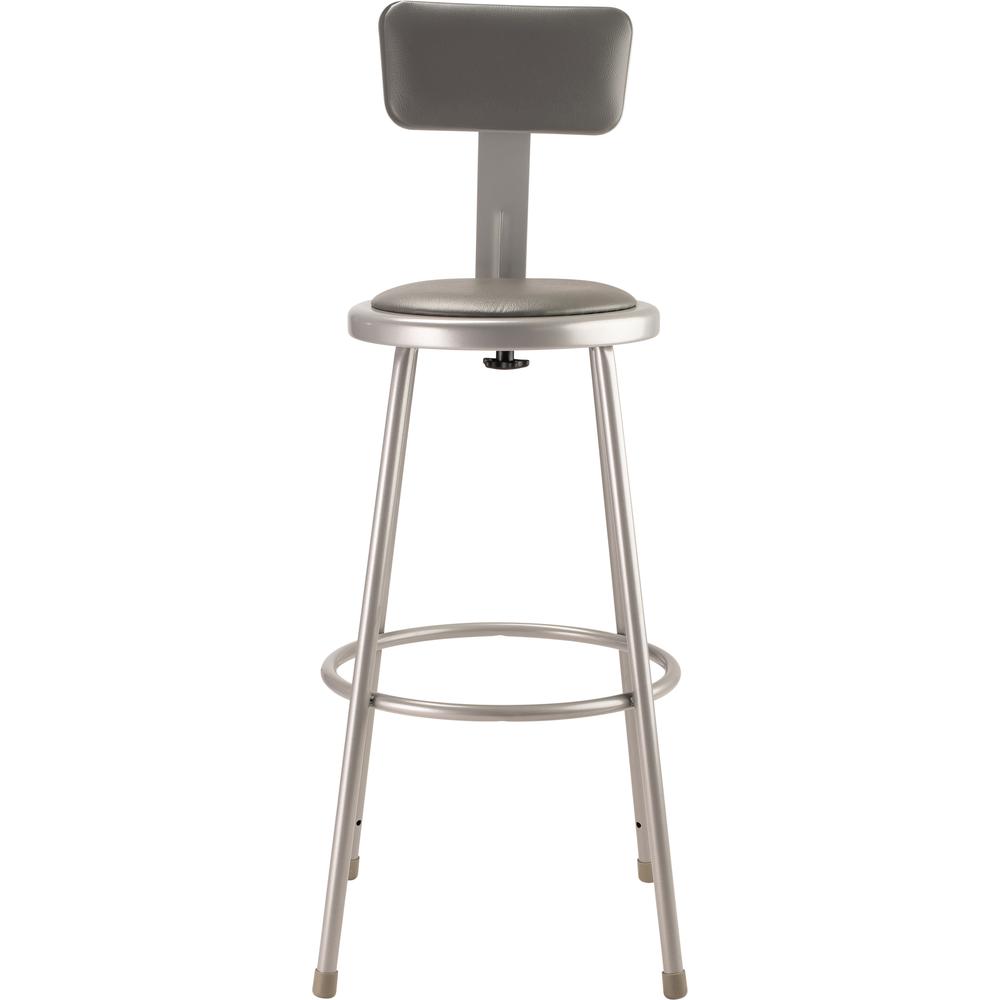 NPS® 30"Heavy Duty Vinyl Padded Steel Stool With Backrest, Grey