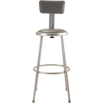 NPS® 30"Heavy Duty Vinyl Padded Steel Stool With Backrest, Grey