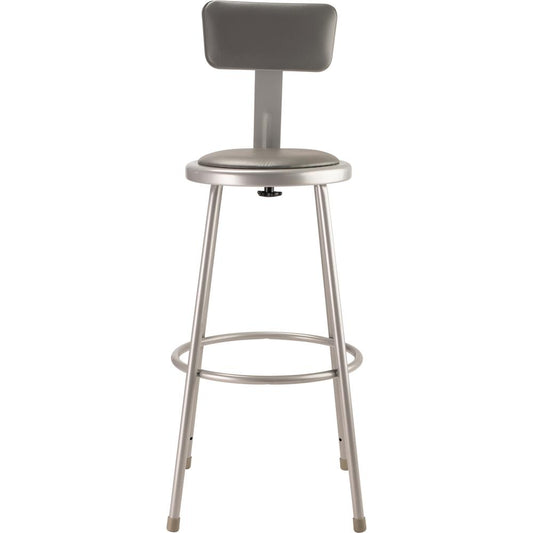 NPS® 30"Heavy Duty Vinyl Padded Steel Stool With Backrest, Grey
