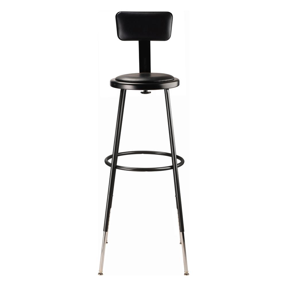 NPS® 32 -39" Height Adjustable Heavy Duty Vinyl Padded Steel Stool With Backrest, Black