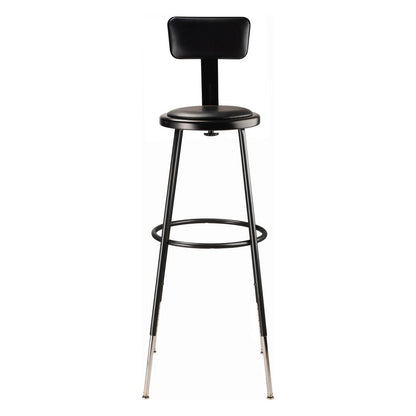 NPS® 32 -39" Height Adjustable Heavy Duty Vinyl Padded Steel Stool With Backrest, Black