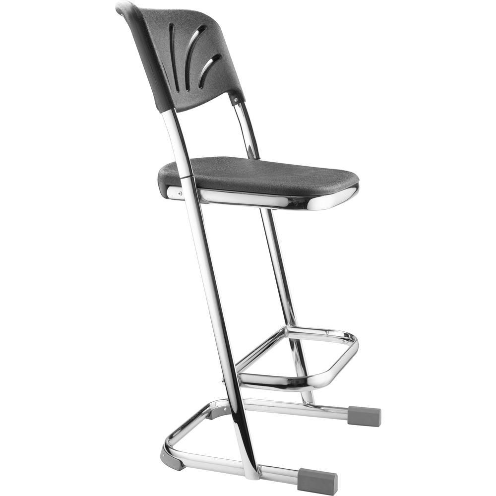 NPS® 24" Elephant Z-Stool With Backrest, Black Seat and Chrome Frame