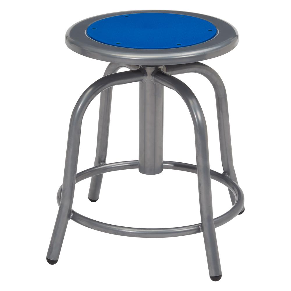 NPS® 18” - 24” Height Adjustable Swivel Stool, Persian Blue Seat and Grey Frame