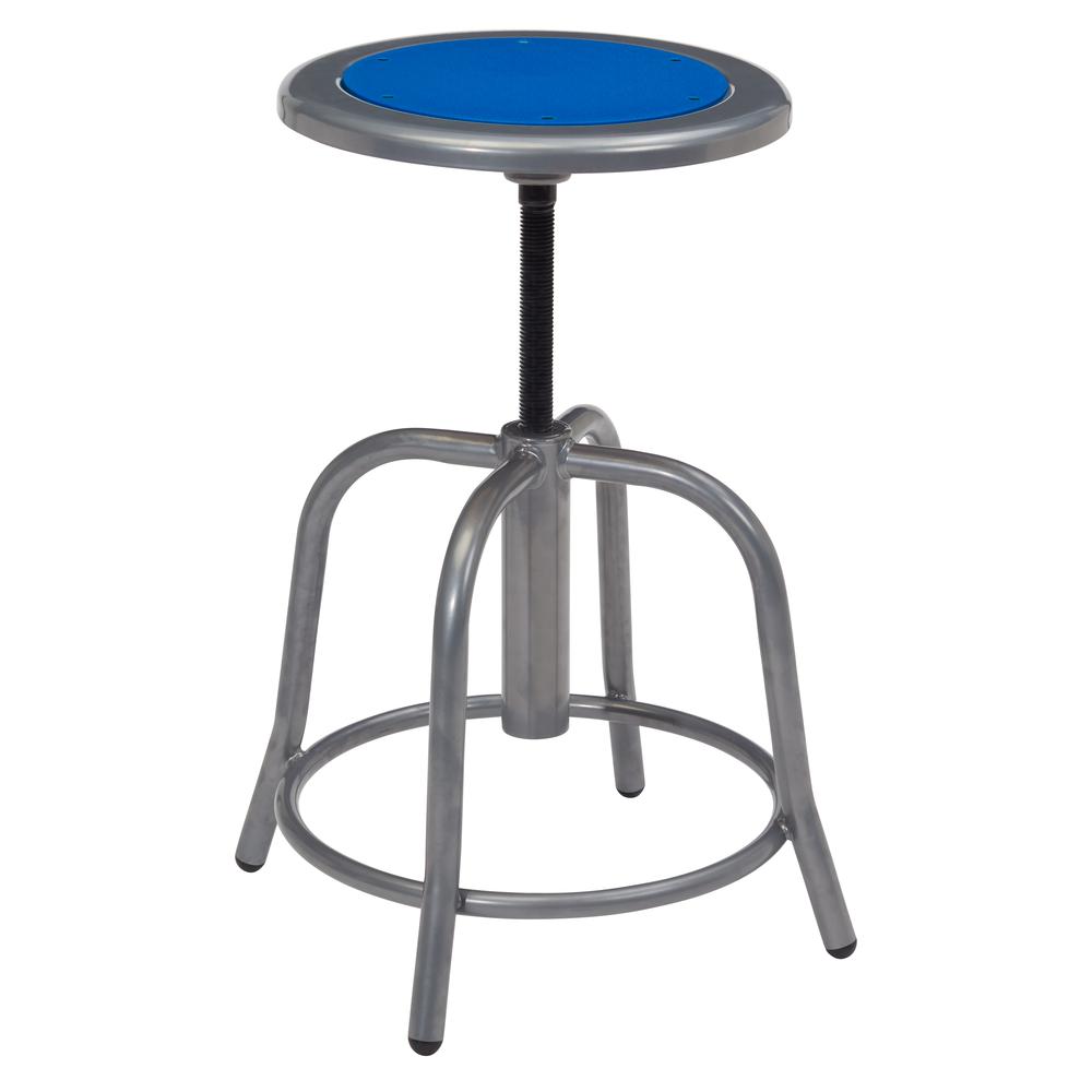 NPS® 18” - 24” Height Adjustable Swivel Stool, Persian Blue Seat and Grey Frame