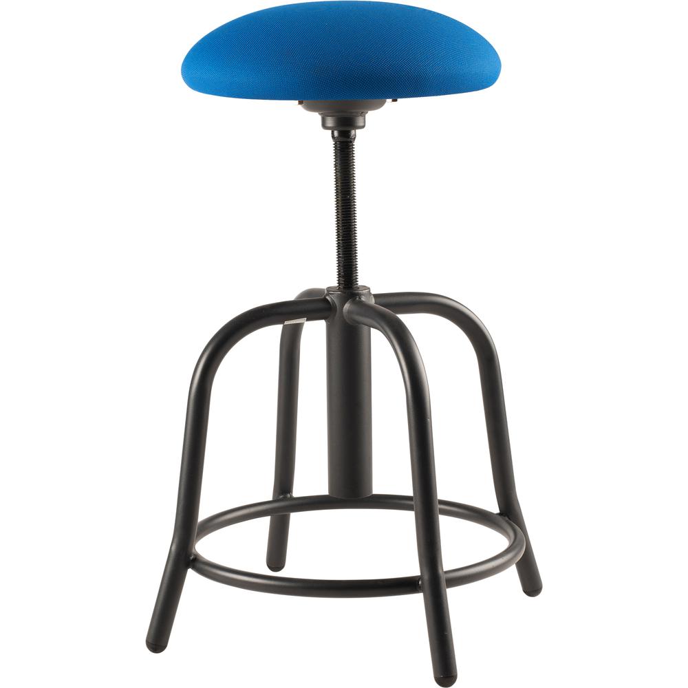 NPS® 18"-25" Height Adjustable Designer Stool, 3" Fabric Padded Cobalt Blue Seat, Black Frame