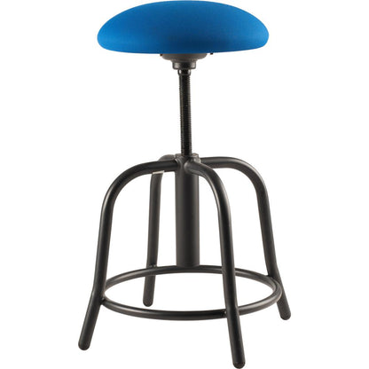 NPS® 18"-25" Height Adjustable Designer Stool, 3" Fabric Padded Cobalt Blue Seat, Black Frame