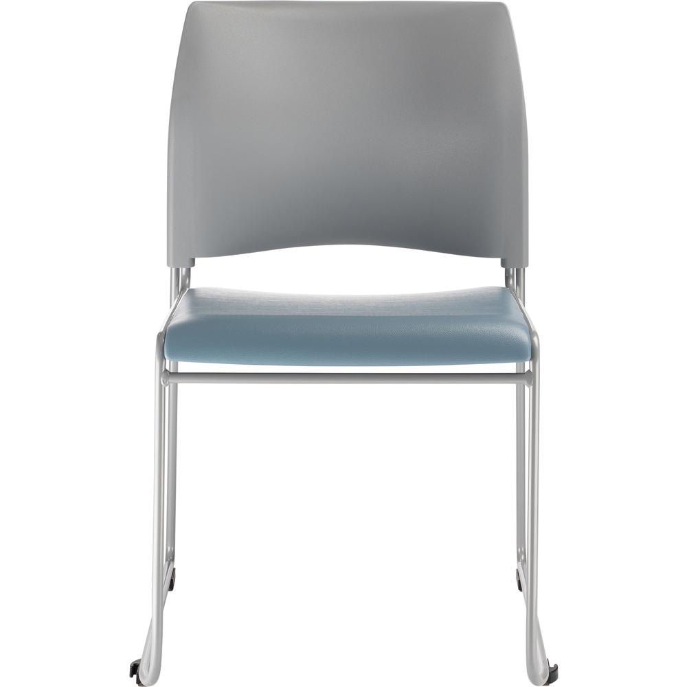 NPS® Cafetorium Plush Vinyl Stack Chair, Blue/Grey