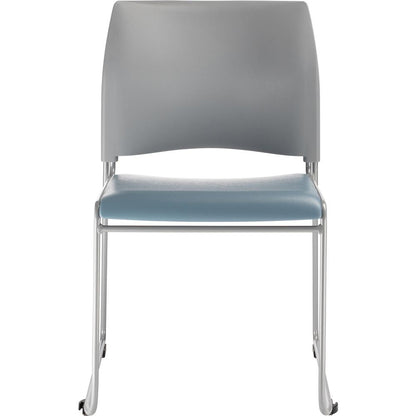 NPS® Cafetorium Plush Vinyl Stack Chair, Blue/Grey