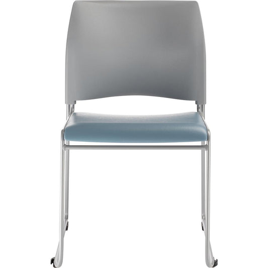 NPS® Cafetorium Plush Vinyl Stack Chair, Blue/Grey