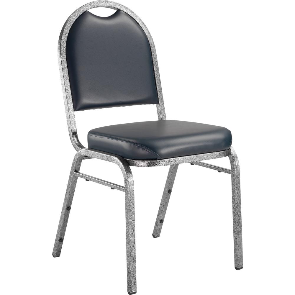 NPS® 9200 Series Premium Vinyl Upholstered Stack Chair, Midnight Blue Seat/ Silvervein Frame