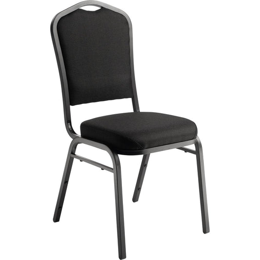 NPS® 9300 Series Deluxe Fabric Upholstered Stack Chair, Ebony Black Seat/Black Sandtex Frame
