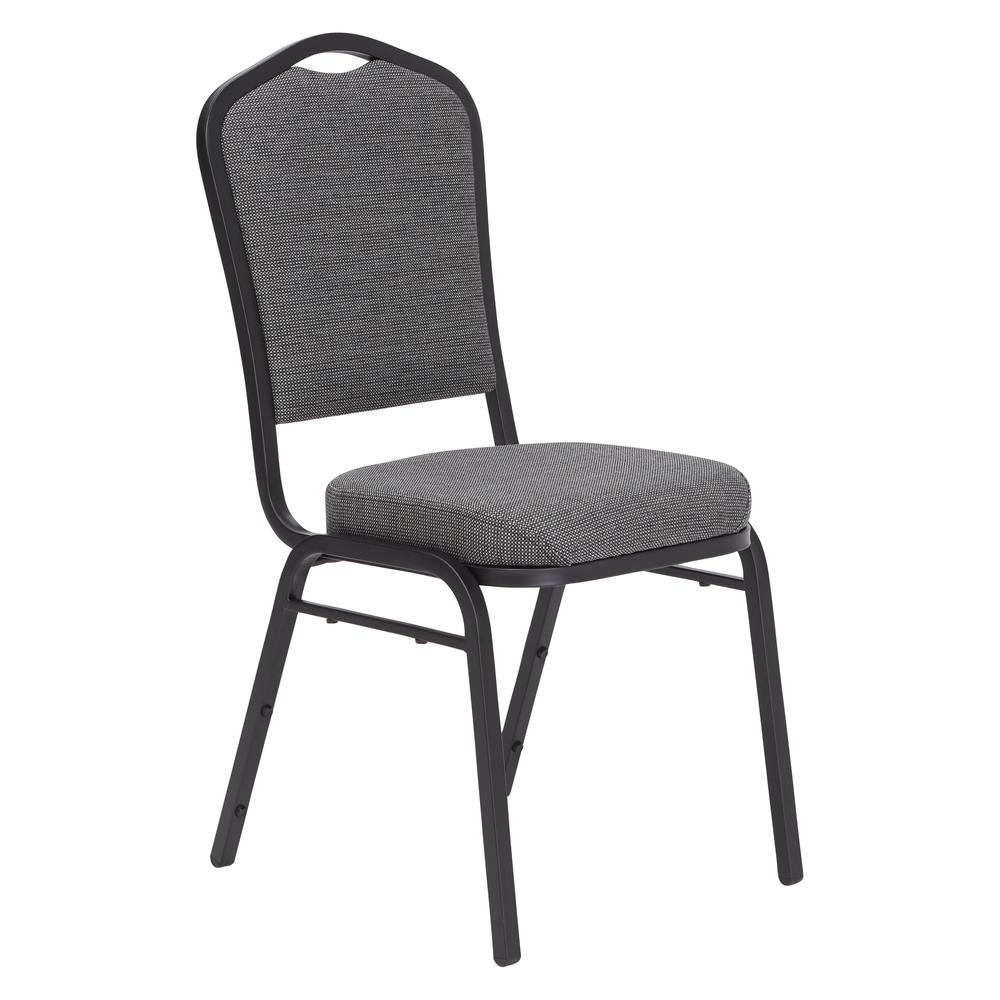 NPS® 9300 Series Deluxe Fabric Upholstered Stack Chair, Natural Greystone Seat/Black Sandtex Frame