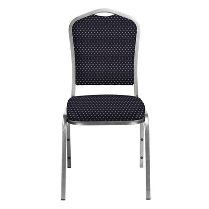 NPS® 9300 Series Deluxe Fabric Upholstered Stack Chair, Diamond Navy Seat/Silvervein Frame
