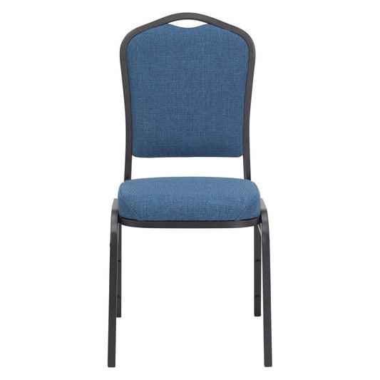 NPS® 9300 Series Deluxe Fabric Upholstered Stack Chair, Natural Blue Seat/Black Sandtex Frame