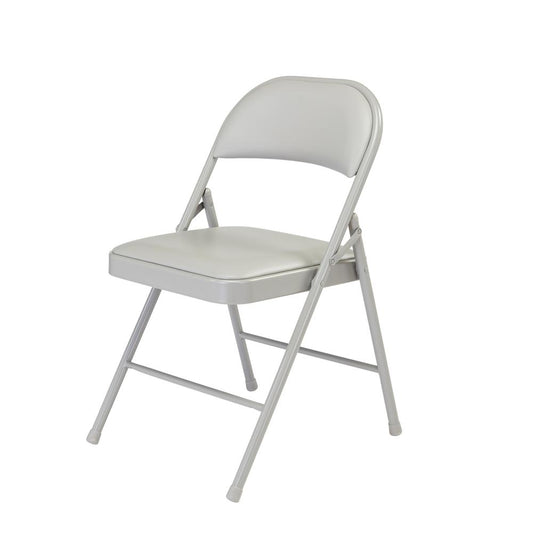Commercialine® Vinyl Padded Steel Folding Chair, Grey (Pack of 4)