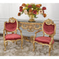 Red Pair of French Rococo Fireside Chairs