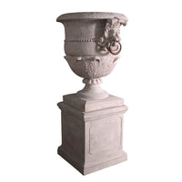 Large Lion Urn on Base Stone Cast